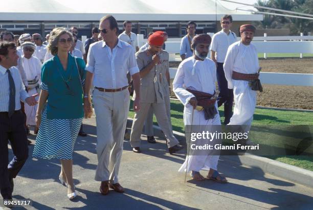 October 1983. Oman. Official visit of the Kings of Spain to Oman. Visit of Sohar hippodrome.