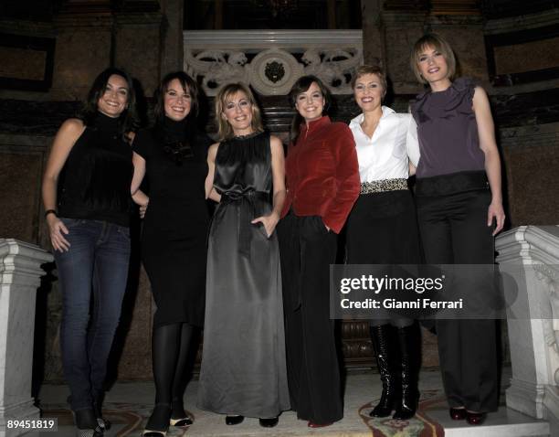 November 11, 2008. Casa de America, Madrid, Spain. The spanish newsreaders of television. Monica Carrillo, Mamen Mendizabal, Angeles Blanco, Cristina...