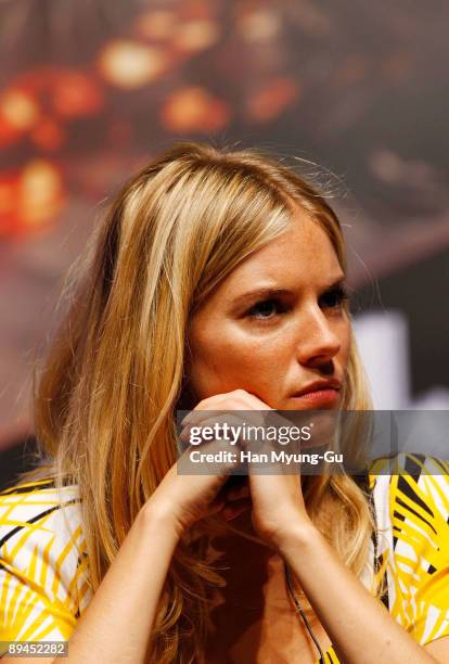 Actress Sienna Miller attends the "G. I. Joe: The Rise of Cobra" press conference at the Shilla Hotel on July 29, 2009 in Seoul, South Korea. The...