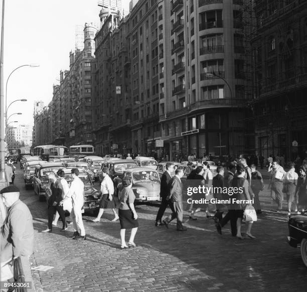 Gran Via Street, Madrid in the sixties