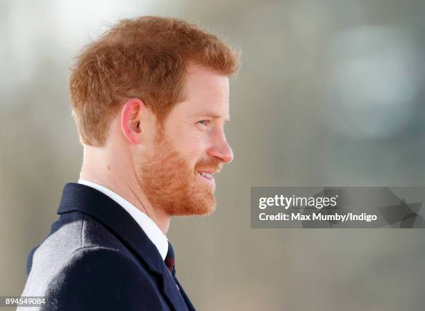 Prince Harry attends The Sovereign's Parade at the Royal Military Academy Sandhurst on December 15, 2017 in Camberley, England. The Sovereign's...