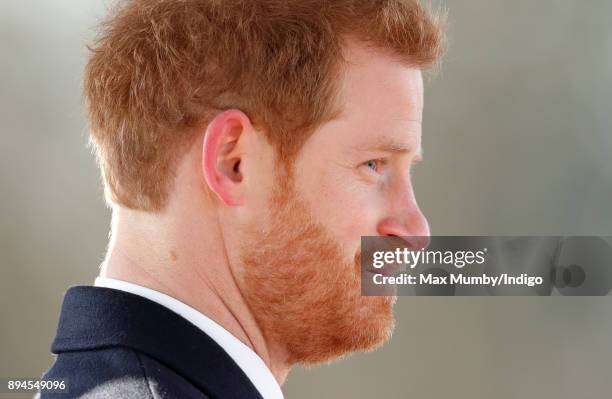 Prince Harry attends The Sovereign's Parade at the Royal Military Academy Sandhurst on December 15, 2017 in Camberley, England. The Sovereign's...