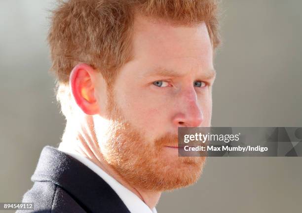 Prince Harry attends The Sovereign's Parade at the Royal Military Academy Sandhurst on December 15, 2017 in Camberley, England. The Sovereign's...