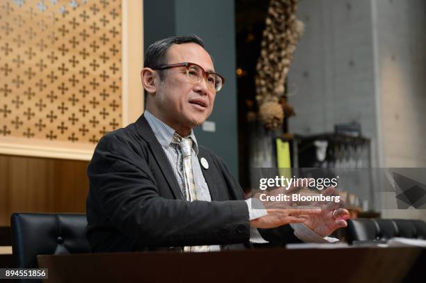 Masamichi Toyama, president of Smiles Co., speaks during an interview in Tokyo, Japan, on Tuesday, Jan. 24, 2017. Toyama, former worker of Mitsubishi...