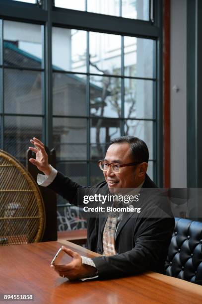 Masamichi Toyama, president of Smiles Co., speaks during an interview in Tokyo, Japan, on Tuesday, Jan. 24, 2017. Toyama, former worker of Mitsubishi...