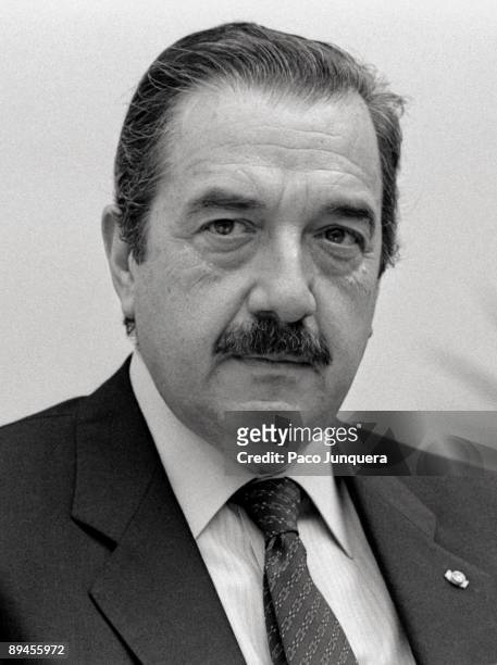 Raul Alfonsin, president of Argentina, during a visit to Spain, circa 1983.