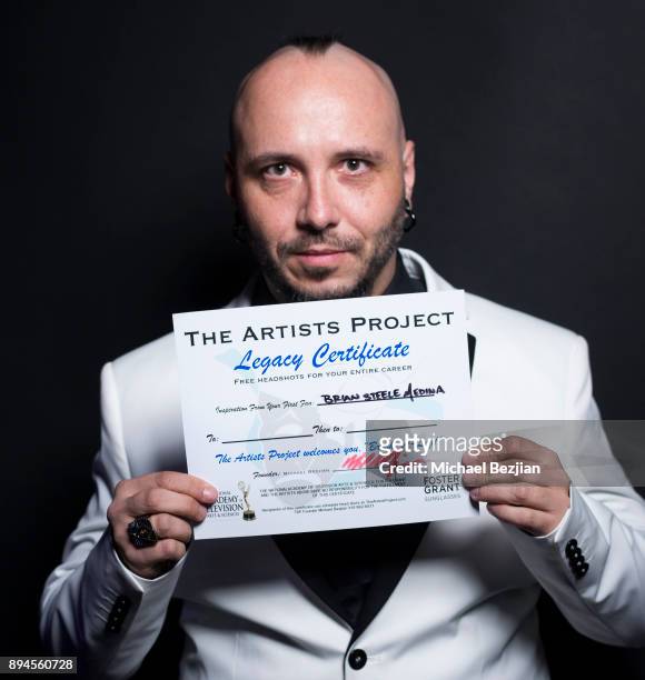 Brian Steele Medina poses for The Artists Project at Rock To Recovery 5th Anniversary Holiday Party at Avalon on December 17, 2017 in Hollywood,...