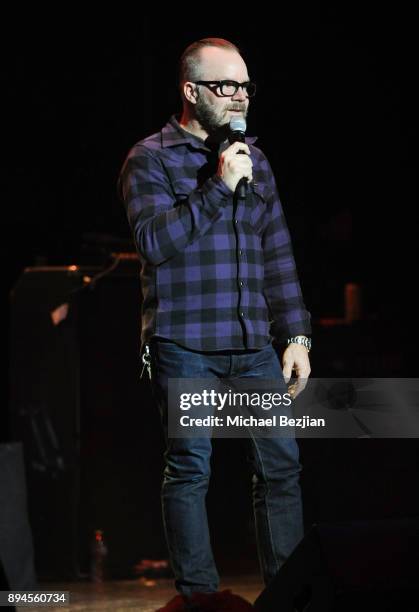 Dean Delray preforms at Rock To Recovery 5th Anniversary Holiday Party at Avalon on December 17, 2017 in Hollywood, California.