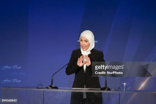 Selva Oksoy during an international conference in Paris, Palais Brongniart on Saturday December 16, 2017. Selva Oksoy, Vice Chair of the Syrian...
