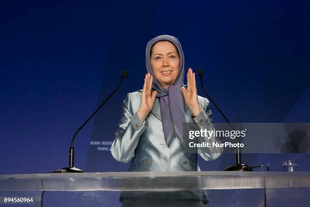 Maryam Rajavi during an international conference in Paris, Palais Brongniart on Saturday December 16, 2017. Maryam Rajavi, the President-elect of the...