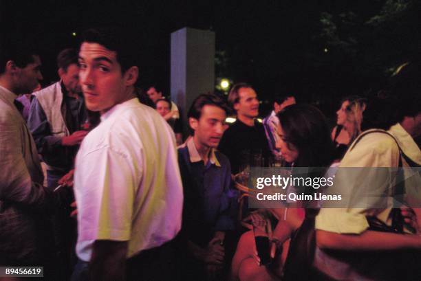 Summer terrace bars Night life in of the terraces bar of La Castellana Avenue