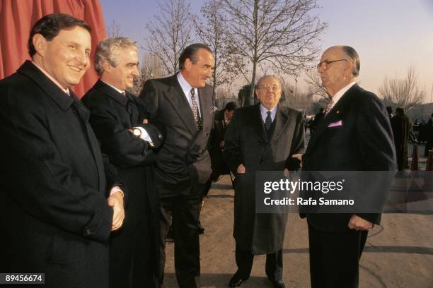 Inauguration of a statue of Camilo Jose Cela in the Complutense University Camilo Jose Cela with Gustavo Villapalos, Fernando Fernandez Tapias,...