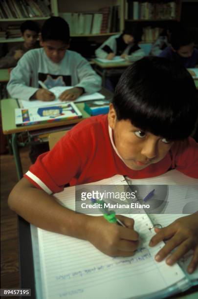 Madrid. Comunidad Autonoma de Madrid Children in classroom. Writing