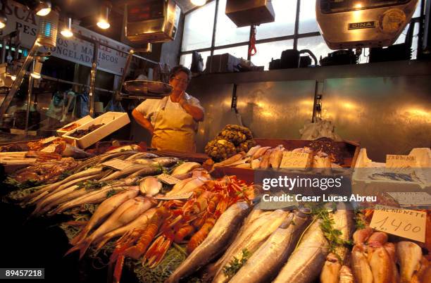 Santander, Cantabria. Central market of Santander. Fishmonger.