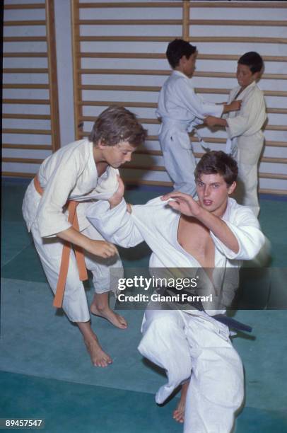 Palma de Mallorca, Balearics Islands, Spain. The prince Felipe practicing martial arts.