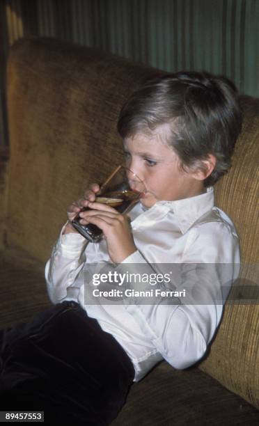 Zarzuela Palace, Madrid, Spain. The prince Felipe drinking coke.