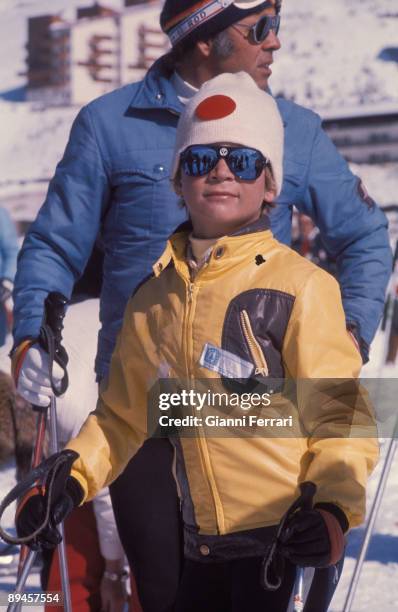 December 28, 1976. Baqueira Beret, Lerida, Catalonia, Spain. Prince Felipe skiing.