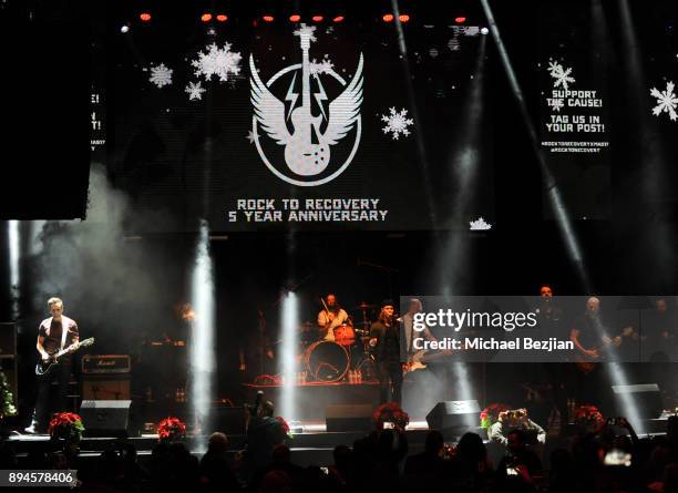 Rock To Recovery band performs at Rock To Recovery 5th Anniversary Holiday Party at Avalon on December 17, 2017 in Hollywood, California.