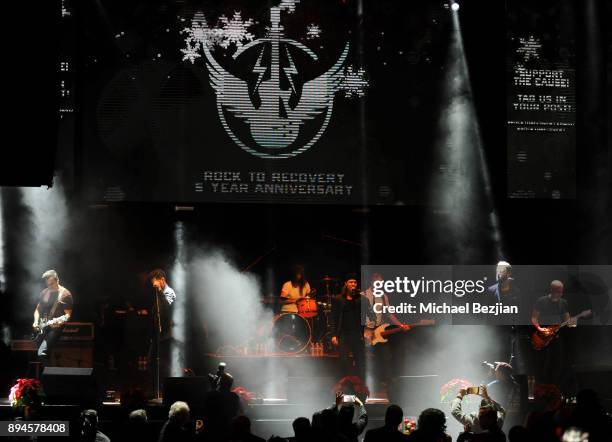 Rock To Recovery band performs at Rock To Recovery 5th Anniversary Holiday Party at Avalon on December 17, 2017 in Hollywood, California.