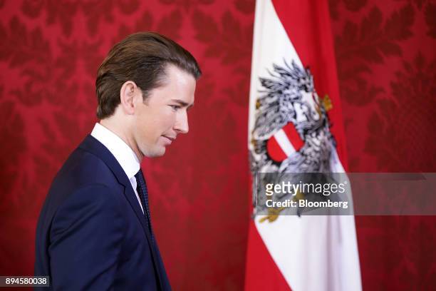 Sebastian Kurz, Austria's chancellor, attends the inauguration of the new federal government in Vienna, Austria, on Monday, Dec. 18, 2017. Kurz will...