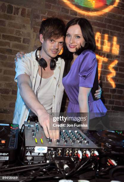 Sophie Ellis-Bextor and husband Richard Jones Dj at the Vauxhall Skate roller disco on July 29, 2009 in London, England.