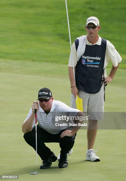 Ryan Hietala lines up his putt at the sixth green during the second round of the Cox Classic Presented by Chevrolet held at Champions Run on August...