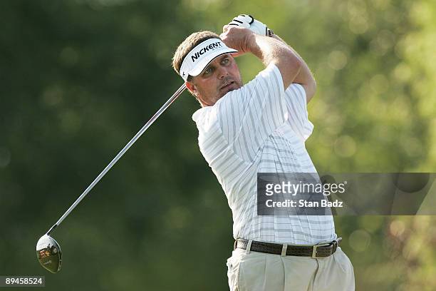 Vance Veazey hits from the sixth tee box during the second round of the Cox Classic Presented by Chevrolet held at Champions Run on August 1, 2008 in...