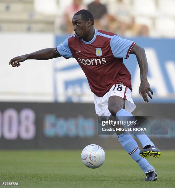 Aston Villa's player Emile Heskey controls the ball during their group C Peace Cup tournament football match against Atlante FC on July 29, 2009 at...