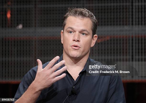 Actor Matt Damon speaks during the History Channel documentary 'The People Speak' discussion during the Cable portion of the 2009 Summer Television...