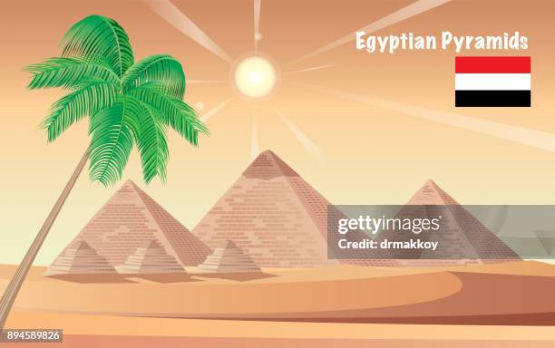 egypt pyramids - nile river stock illustrations