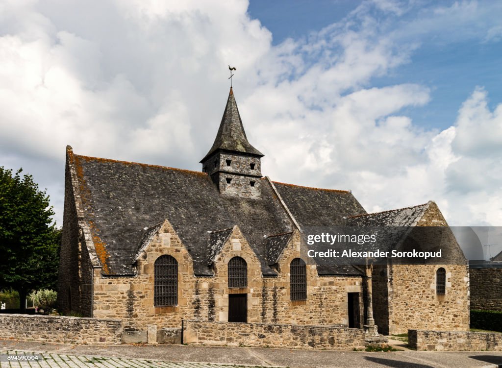 Old medieval church in little french village, France