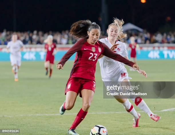 Christen Press of the USA plays in an international friendly match against Canada on November 12, 2017 at Avaya Stadium in San Jose, California. Also...