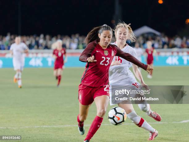 Christen Press of the USA plays in an international friendly match against Canada on November 12, 2017 at Avaya Stadium in San Jose, California. Also...