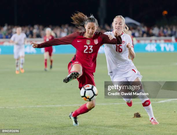 Christen Press of the USA plays in an international friendly match against Canada on November 12, 2017 at Avaya Stadium in San Jose, California. Also...