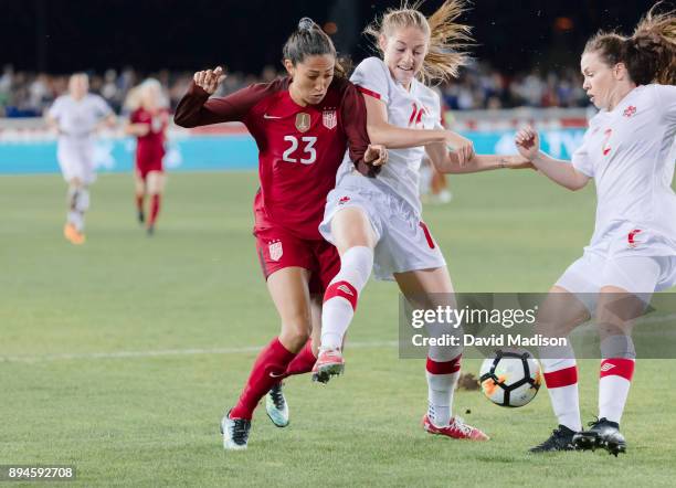 Christen Press of the USA plays in an international friendly match against Canada on November 12, 2017 at Avaya Stadium in San Jose, California. Also...