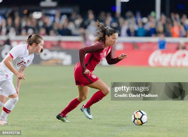 Christen Press of the USA plays in an international friendly match against Canada on November 12, 2017 at Avaya Stadium in San Jose, California. Also...