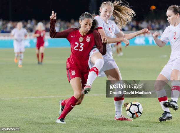 Christen Press of the USA plays in an international friendly match against Canada on November 12, 2017 at Avaya Stadium in San Jose, California. Also...