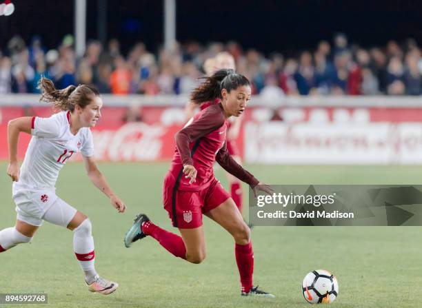 Christen Press of the USA plays in an international friendly match against Canada on November 12, 2017 at Avaya Stadium in San Jose, California. Also...