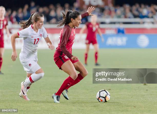 Christen Press of the USA plays in an international friendly match against Canada on November 12, 2017 at Avaya Stadium in San Jose, California. Also...