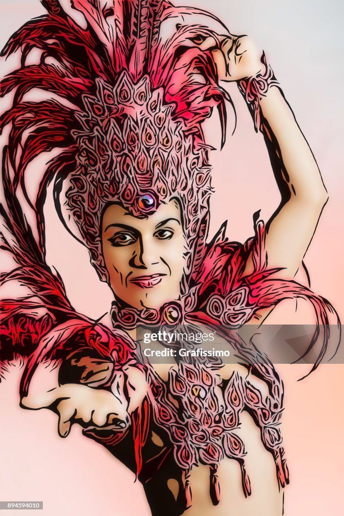 Brazilian samba dancer in carnival costume