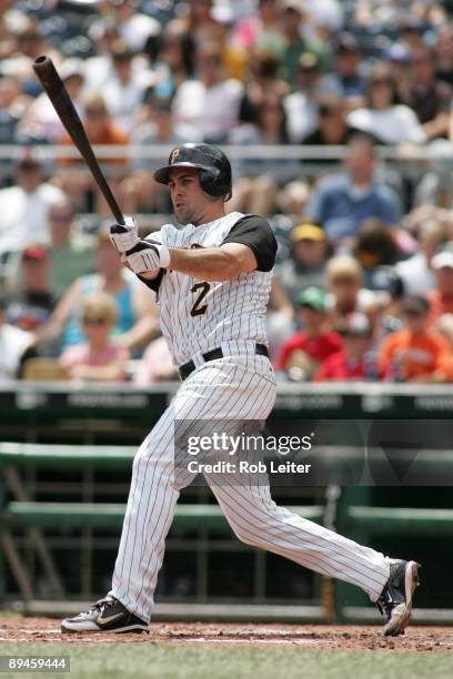 Jack Wilson of the Pittsburgh Pirates bats during the game against the San Francisco Giants at PNC Park on July 19, 2009 in Pittsburgh, Pennsylvania....