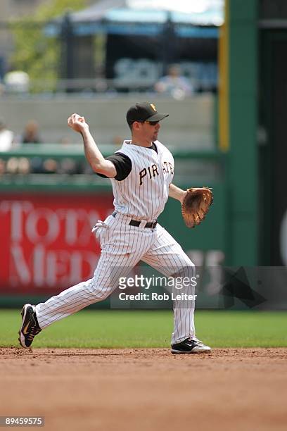 Jack Wilson of the Pittsburgh Pirates plays shortstop during the game against the San Francisco Giants at PNC Park on July 19, 2009 in Pittsburgh,...
