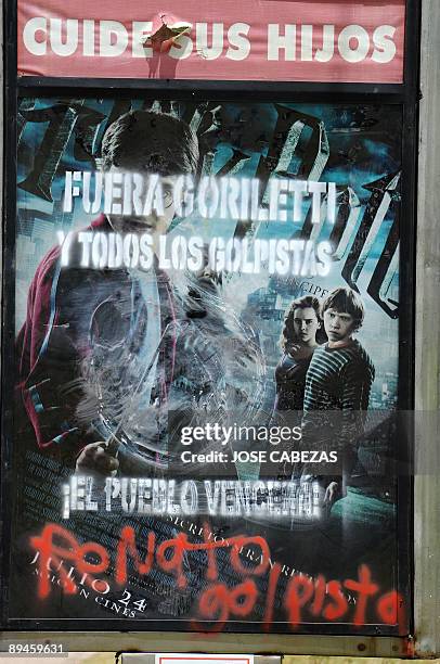Harry Potter movie poster was painted during a protest against the de facto goverment, in front of a shopping mall in Teguciglapa, on July 29, 2009....