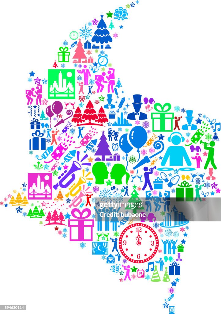 Columbia New Year 2018 Celebration Vector Icon Pattern