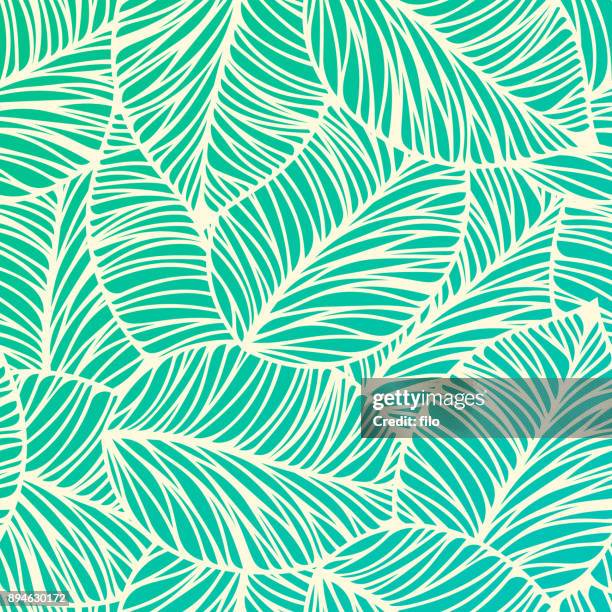 stockillustraties, clipart, cartoons en iconen met naadloze tropische blad achtergrond - tropical leaves