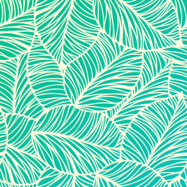 seamless tropical leaf background - summer background stock illustrations