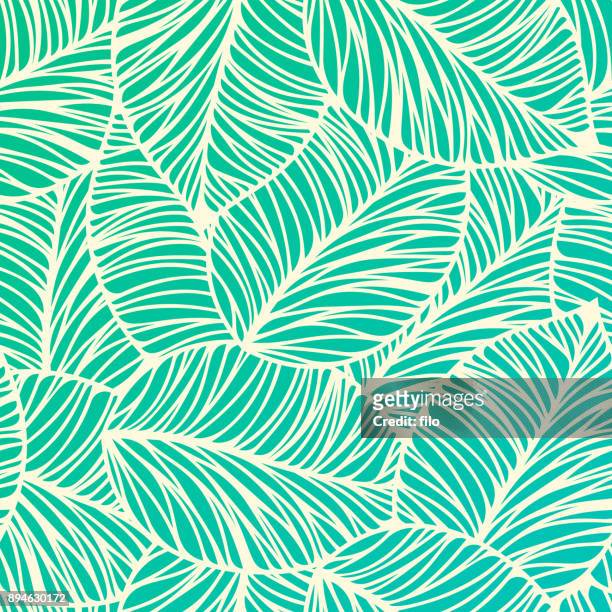 seamless tropical leaf background - plant stock illustrations