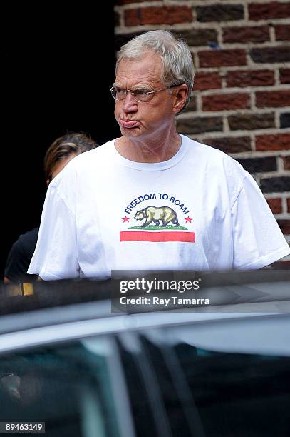 Television host David Letterman leaves after taping the "Late Show With David Letterman" at the Ed Sullivan Theater on July 29, 2009 in New York City.