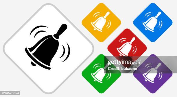 ilustraciones, imágenes clip art, dibujos animados e iconos de stock de escuela bell color diamante vector icono - campana