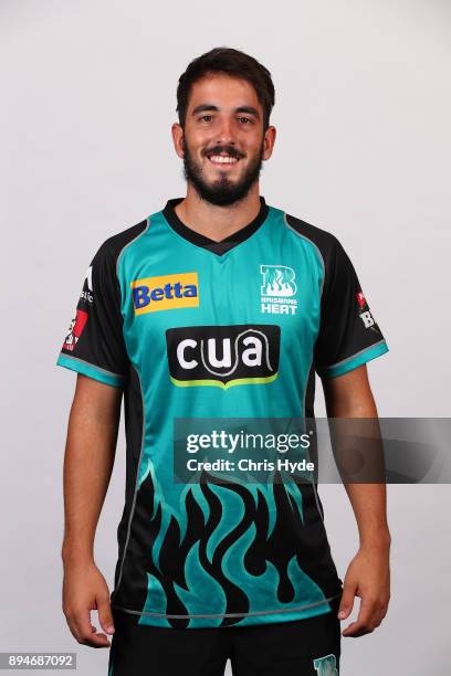 Cameron Valente poses during a Brisbane Heat Big Bash League headshots session on December 18, 2017 in Brisbane, Australia.